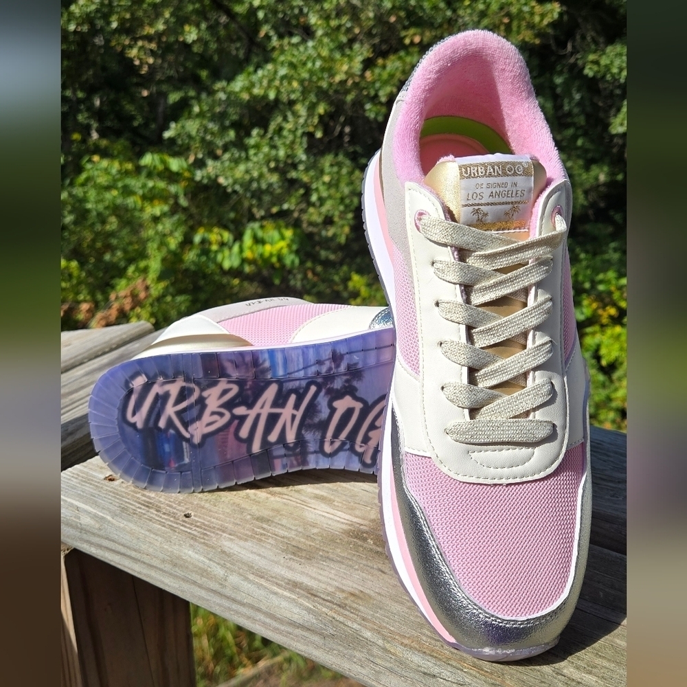 Urban Outfitters Pink and Silver Sneakers - Picture 1 of 11